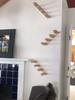 Wall Mounted Cat Climbing Ladder, Multi-Layer Real Wood Cat Stairway Shelf with Hemp Rope, Cat Wall Furniture for Vertical Space Saving
