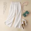 Cotton Linen Trousers Summer Solid Color  Breathable Cotton Linen Wide Leg Pants Trousers Pants Straight Tube Pants Women Loose Casual