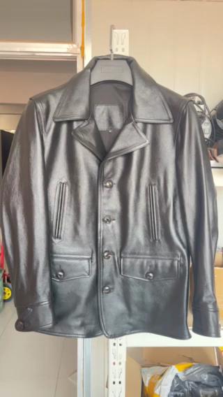 Chinesische Größe Echte Kuhhornschnallen Echte Rindslederjacke Herren Echtledermantel Klassische schwarze Jacke Lässige Lederbekleidung Herbst