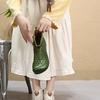 Johnature Retro Summer Short Boots Flat Side Zipper Genuine Leather Hollow-out Breathable Women's Shoes