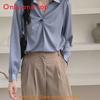 Spring White Satin Tiefront Shirt For Women With 3d Pattern And Vintage Style
