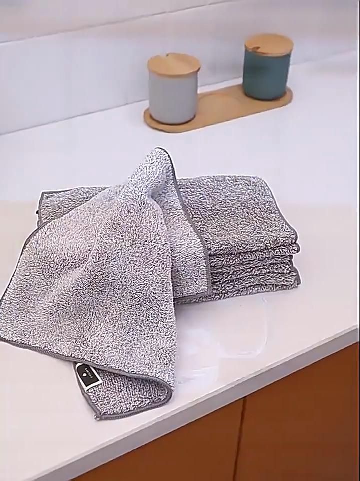 Bamboo Charcoal Fiber Wipe Table Rag Household Kitchen Cleaning Cloth Remove Oil and Stains, No Hair Loss, Absorb Water and Dishwash Towel
