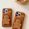 Christmas Gingerbread Man Stand Phone Case for iPhone 16 Pro Max 15 14 13 Pro 16 Plus Christmas Soft Silicone Cover