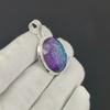 Dainty Purple Fire Opal Gemstone Silver Pendant in 925 Sterling Silver - Handmade Pear Design, Everyday Wear Jewelry Engagement Gift
