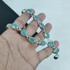 Colier uimitor cu piatră prețioasă turcoaz, lucrat manual din argint sterling 925, colier turcoaz din argint pentru soție, colier unisex, cadou de nuntă