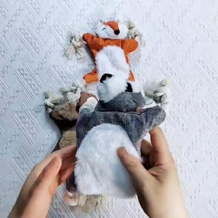 Giocattoli di peluche per cani e gatti a prova di masticazione - Corda di cotone resistente e imbottitura BB - A forma di volpe e scoiattolo