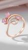 Anello bicolore in oro rosa e argento per donna, con zirconi rosa, design floreale, doppia galvanica, regalo di lusso