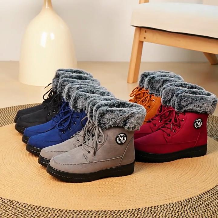 New Winter Women's Boots,Plush Fleece Lined Mid-Calf Snow Boots