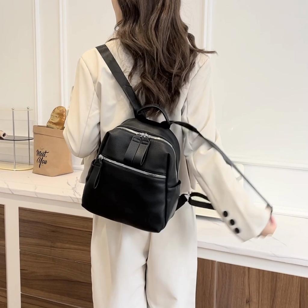 Commuter Backpack Women's Small Backpack PU Schoolbag