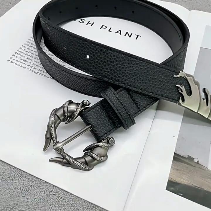 Special-shaped Double Snake Wound Horn Dragon Claw Buckle Design Sense Niche Belt Trousers Accessories Men's Belt Candle Dragon Belt