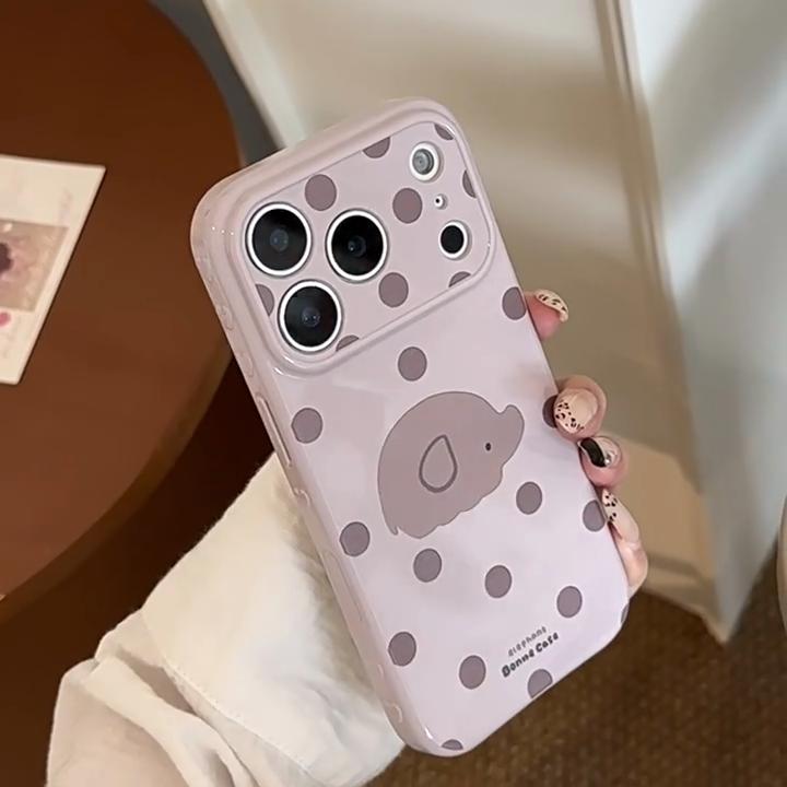 Cute Cartoon Polka Dot Elephant Phone Case for iPhone 17 and iPhone 17 Pro Max