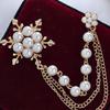 Elegant Pearl Snowflake Chain Tassels Brooch Fashion Brooches for Women Chain  Pin Jewelry