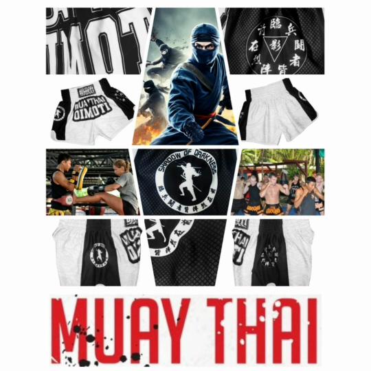 Black White Ninja Warrior Muay Thai Kickboxing Boxing MMA UFC Casual Shorts Gym Sport Unisex Men Women Workout Quick Dry Print Elastic High Waist