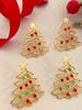 Colorful Zircon Christmas Tree Earrings Sparkling Drop Dangle Party Festive Jewelry Holiday Gift Accessories for Women