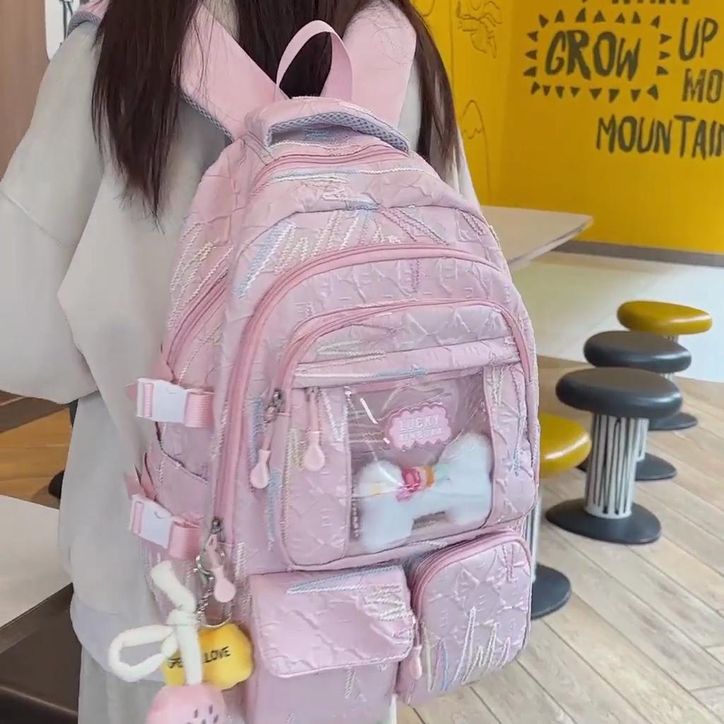 Junior High School Student Schoolbag Women's Colorful Embroidery Backpack Large Capacity Student Backpack