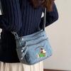 Cartoon Embroidered Denim Bag Women's Shoulder Crossbody Bag