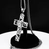 Hip Hop Punk Crown of Thorns Jesus Cross Necklace for Men Stainless Steel Gold Plated Crucifix Pendant Necklaces Jewelry