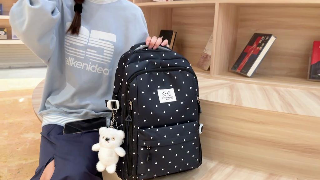 College Wave Point Backpack Junior Senior High School Lightweight Schoolbag Large Capacity Backpack