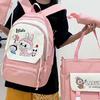 4pcs Sets LABUBU School Backpack Cute Cartoon Large-capacity Student Class Bag Junior High School Student School Bag High-value Four-piece Backpack