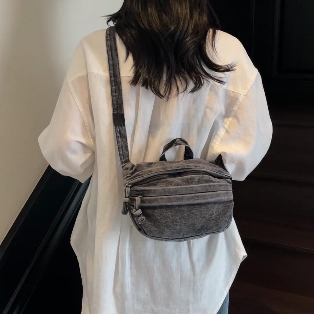 Bolso de Hombro de Mezclilla para Mujer Bolso Cruzado de Color Sólido Bolso para Teléfono Móvil