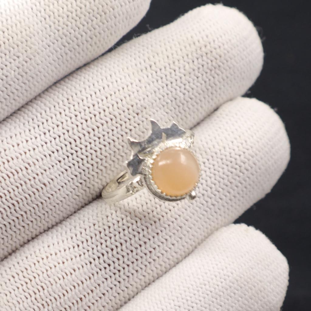 Natural Peach Moonstone Gemstone 925 Sterling Silver Jewelry Handmade Ring Gift RR-67-21