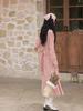 Cottagecore Spring Autumn Women Sweet Dress Ruffled Collar Red Plaid Floral Embroidery Dress Mori Girl Elegant Dress With Scarf