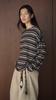 Johnature Autumn Winter Korean-style Simple Lazy Color-block Stripe Round Neck T-shirt Loose Comfortable Top For Women