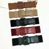 Women's Vintage Elastic Solid Color Wide Belt For Dress With Alloy Buckle