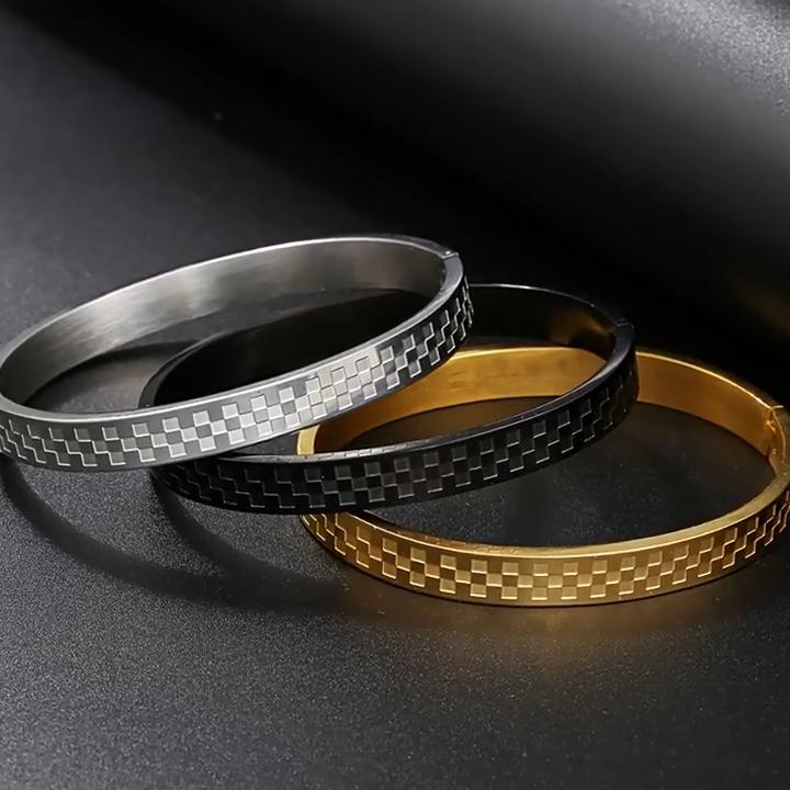 Titanium Steel Geometric Cuff Bracelet Fashion Men Women Trendy Restorative Style Jewelry