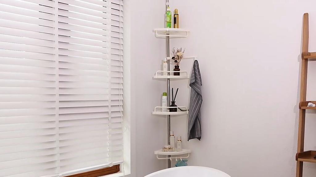 Mensola Angoliera 3 Ripiani Porta Oggetti Bagno Metallo Bianco dfh
