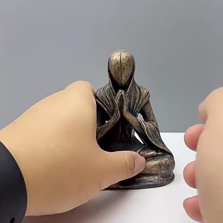 Statuie Alien Meditație Yoga Figurină Alien Rășină Sculptură pentru Casă Interior Exterior Terasă Gazon Curte Decor Cadou de Colecție