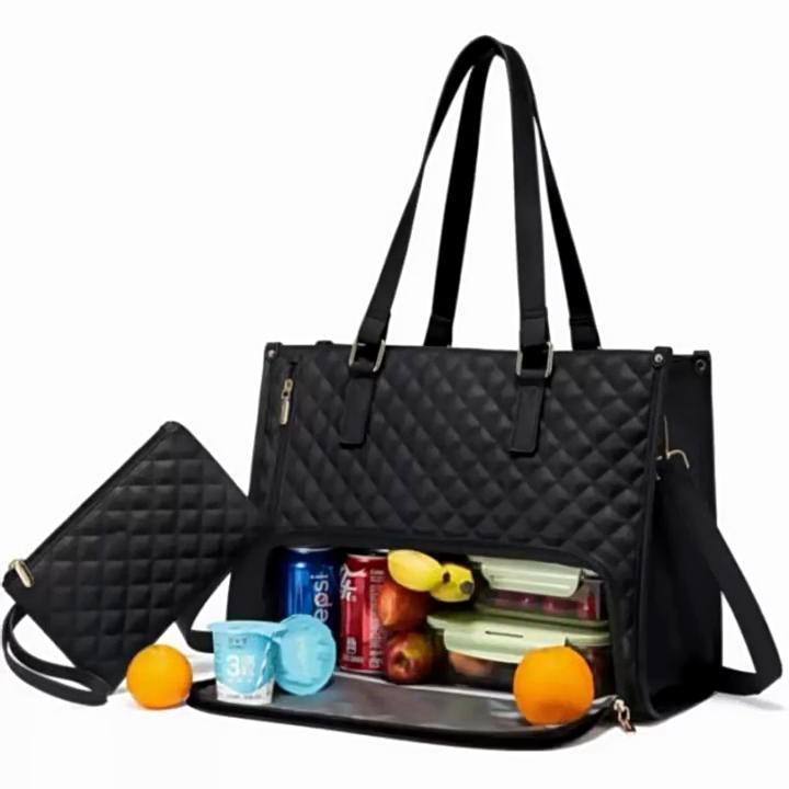 Sophisticated Pu Tote Bag With Inner Divider And Lunch Storage For Daily Commute