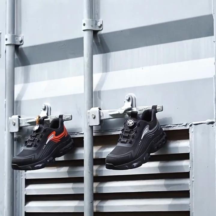 Rotary Buckle Work Sneakers Protective Shoes Puncture-Proof Anti-smash Steel Toe Shoes Men Indestructible Shoes Non Slip Boots