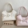 Leather Tote Bag with Belt Detail Elegant Design Women Shoulder Bag for Daily Use