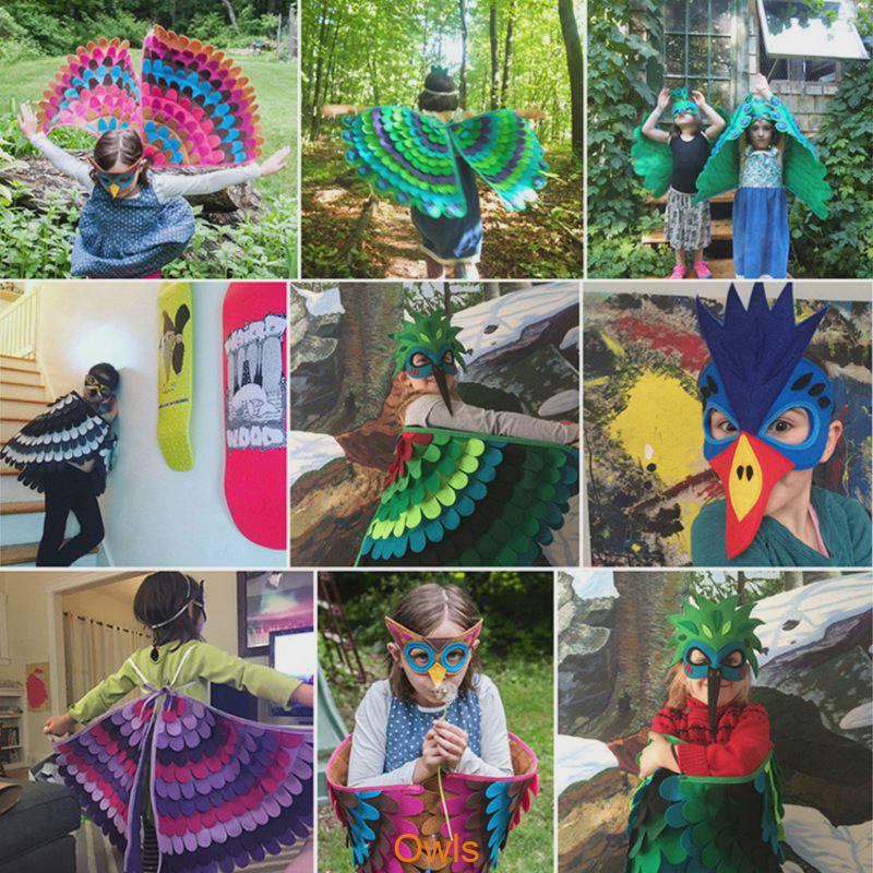 Brightly Colored Felt Bird Wings With Masks For Kids Perfect For Halloween And More!