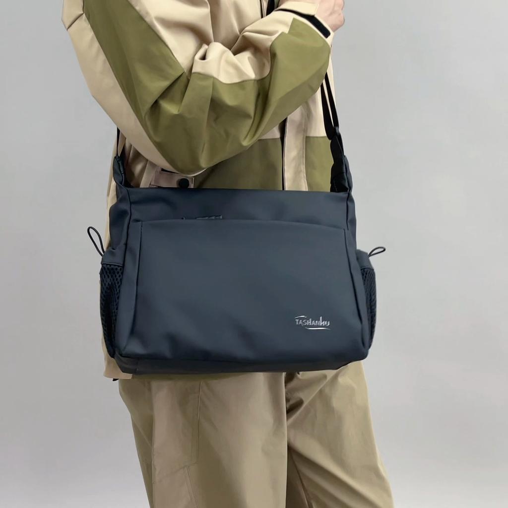 Solid Color Crossbody Bag Men's Large Capacity Shoulder Bag Commuter Briefcase