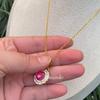 Oval Rose Red Colorful Pendant for Women's Fashion Clavicle Chain