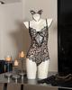 Sexy Underwear Pure Desire Lace Perspective Leopard Girl Seduction Sexy Conjoined Explosion Pajamas