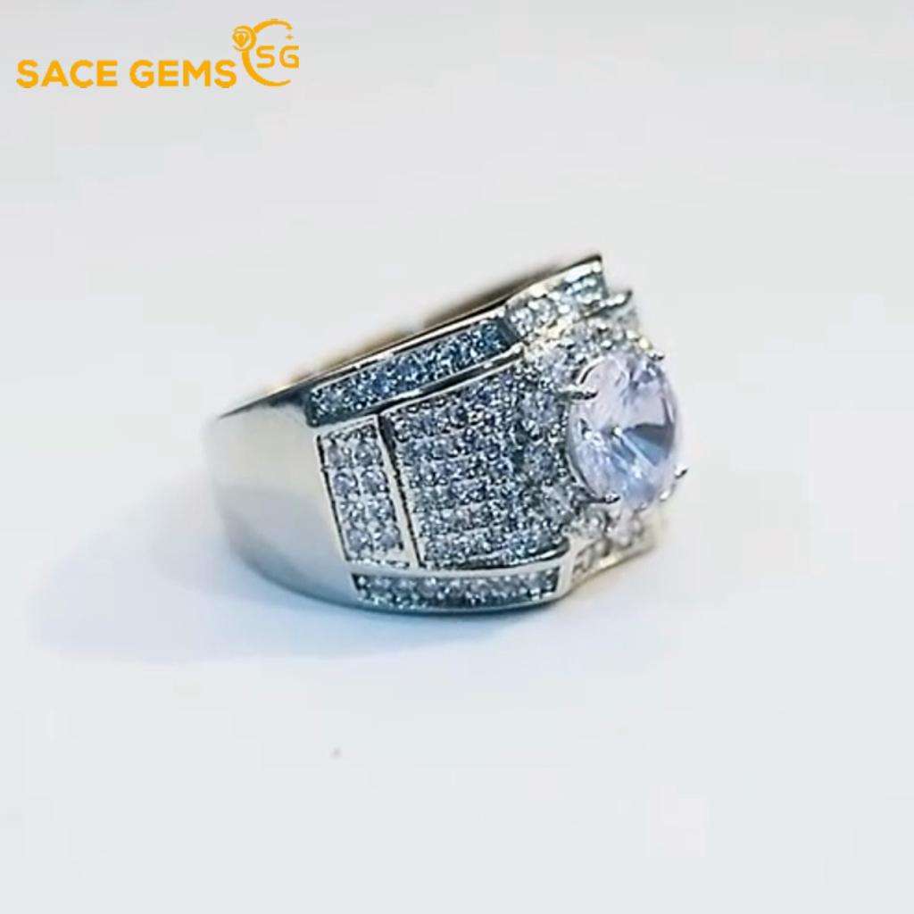 Sace Gems Luxurious Copper Alloy Zircon Wedding Engagement Mans Ring Jewelry Gift