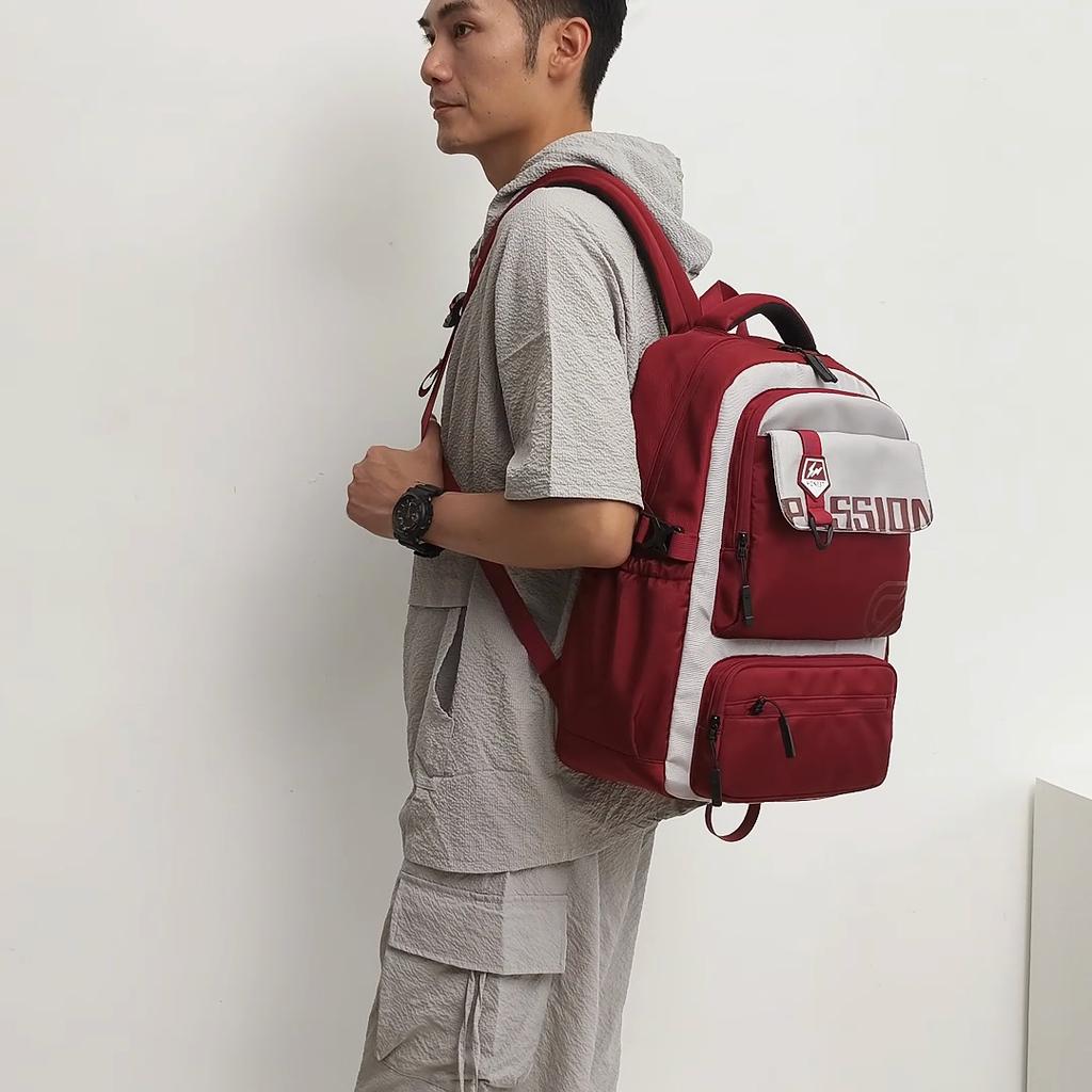 Men's Large Capacity Backpack Women Color Contrast Travel Backpack Middle School Student Schoolbag