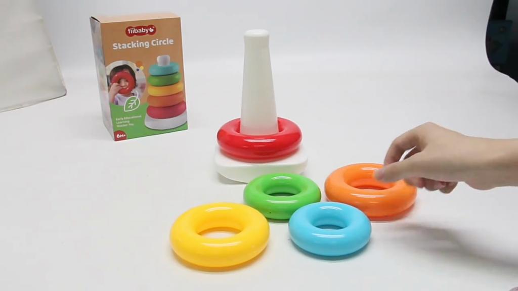 Infant and Toddler Early Childhood Education Puzzle Rainbow Tower Stacking Fun Spinning Stacking Ring Toy Gift