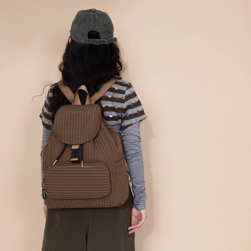 Vintage Check Backpack Commuter Lightweight Nylon Backpack