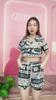 Elephant Pants Shorts Shirt Set V-neck Crop Top Collar Short Sleeve Adjustable Elastic Waistband Strap Women Print Casual Beach Bohemian Retro Vintage