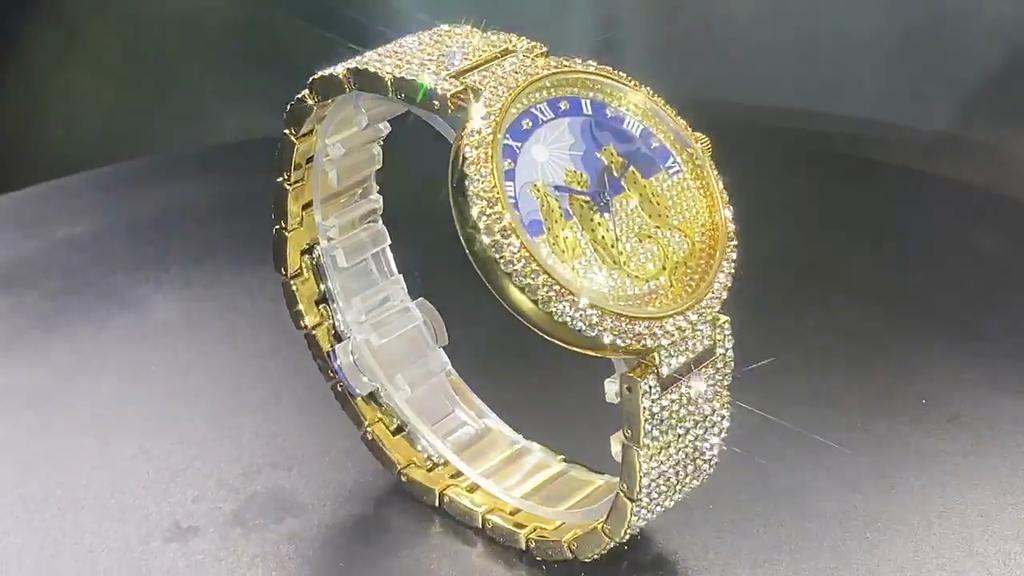 Leopard Design Women's Watches Full Diamonds Quartz Fashion Personality Ladies Jewelry Temperament Bracelet Watch for Men New