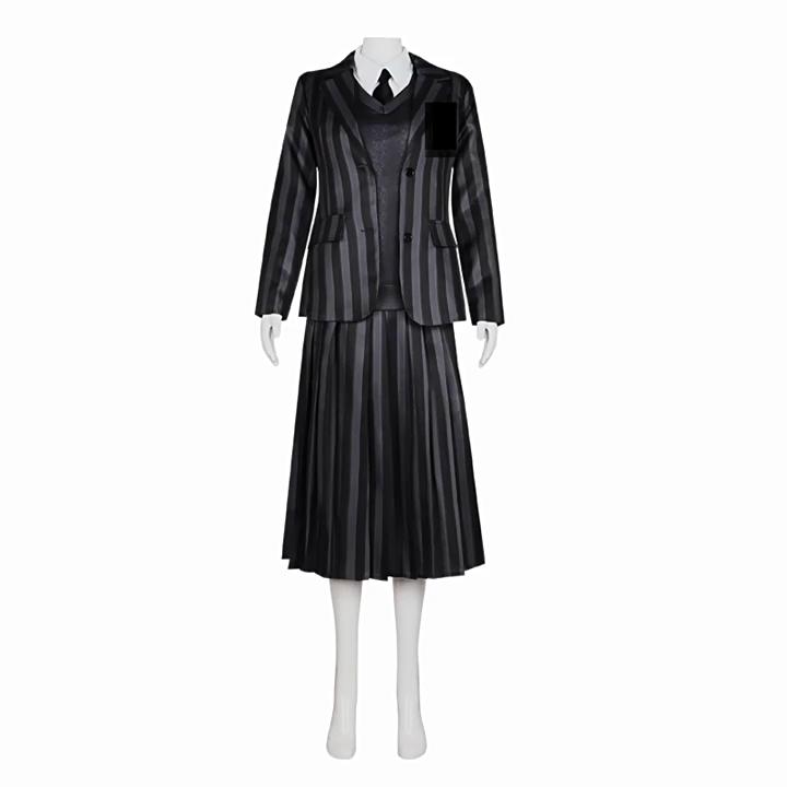 Halloween Wednesday Addams Role Playing Adult School Uniform Costume Set For Themed Parties