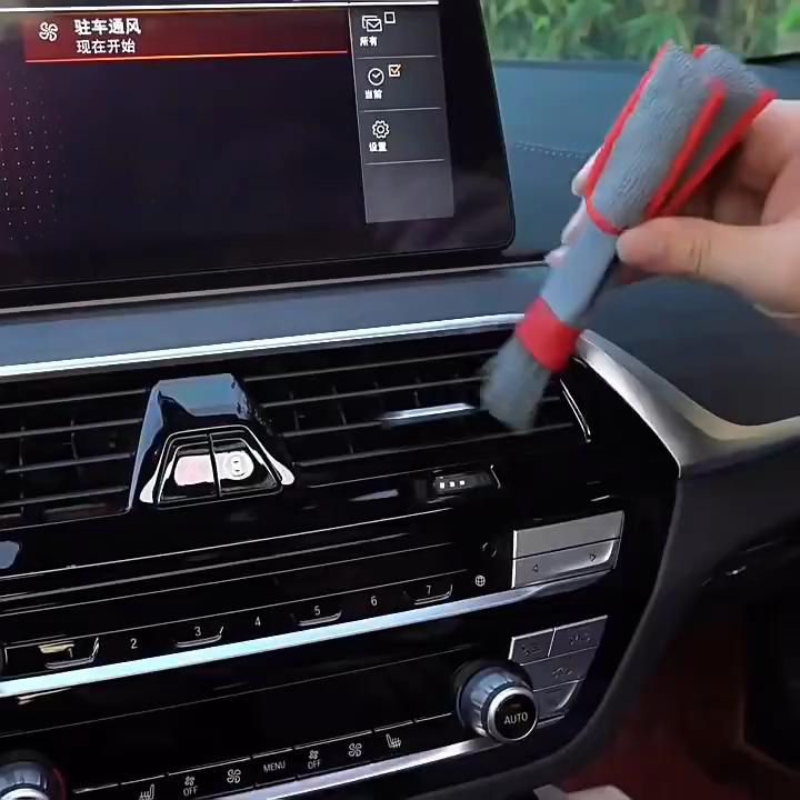 Dvouhlavé kartáče na mytí aut Čištění ventilačních otvorů Kondicionér Mřížka Duster Wipe Auto Detailing Cleaner Nářadí na čištění interiéru auta