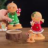 Christmas Gingerbread Man Decor Resin Cartoon Holiday Tabletop Ornament For Festive Atmosphere