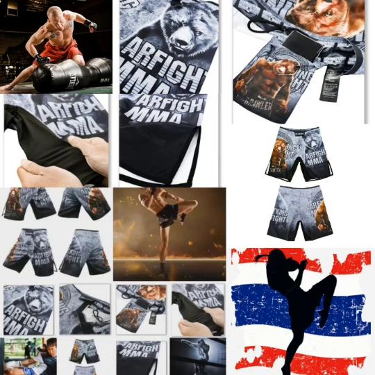 MMA Shorts Teddy Bear Grizzly Muay Thai Kickboxing Fighting Sports Training Fitness  Pants