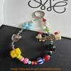 Small Novelty Red Striped Dog Phone Lanyard With Colorful Beads And Flower Design For Kids And Adults