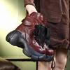 Johnature Genuine Leather Thick Soled High-heeled Boots Retro Lace-up Women's Short Platform Boots